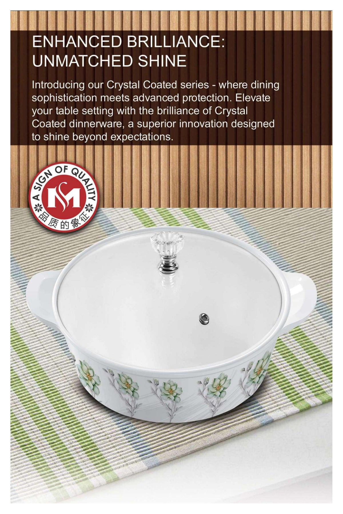Dine Exactive 77-Pcs Melamine Dinner Set with Glass Lid – Autumn Leaf Design