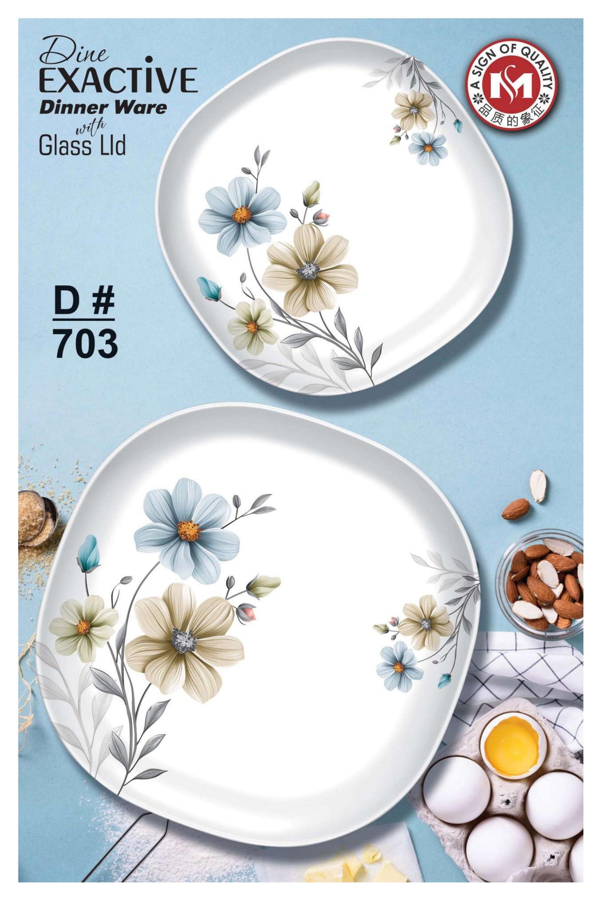 Dine Exactive 77-Pcs Melamine Dinner Set with Glass Lid – Autumn Leaf Design