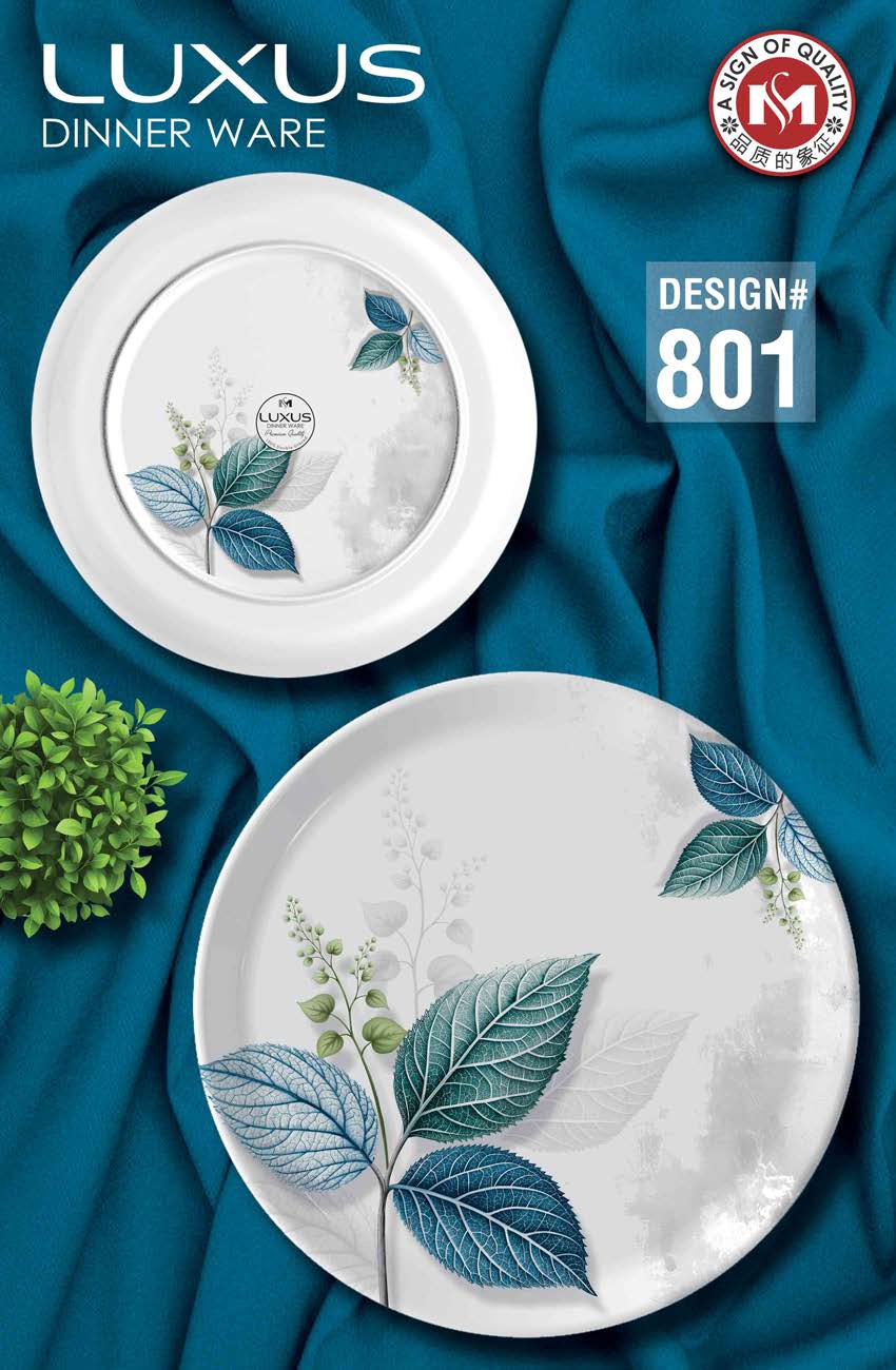 Luxus Dinnerware 77 Pcs Melamine Dinner Set – Premium Double Glazed with Colour Glass Lid