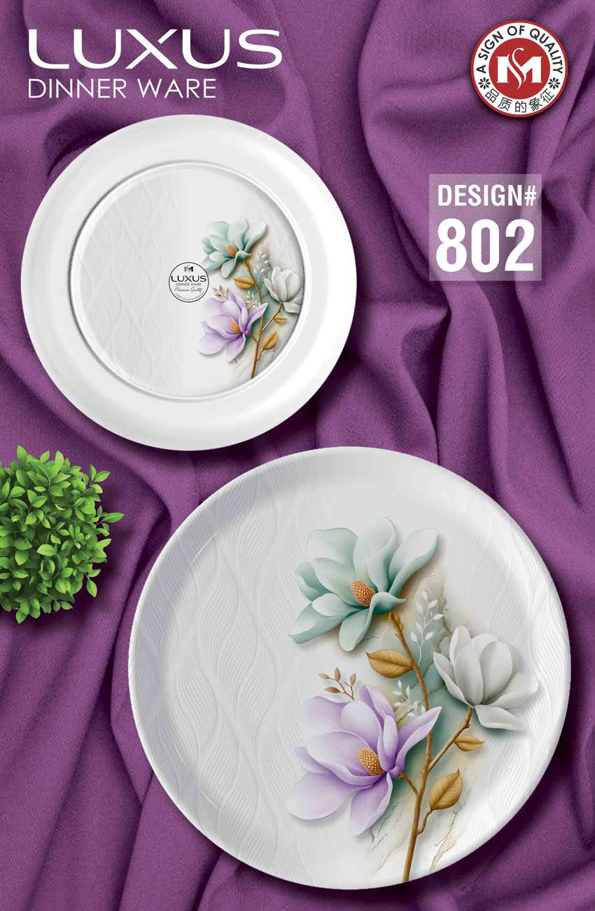 Luxus Dinnerware 77 Pcs Melamine Dinner Set – Premium Double Glazed with Colour Glass Lid