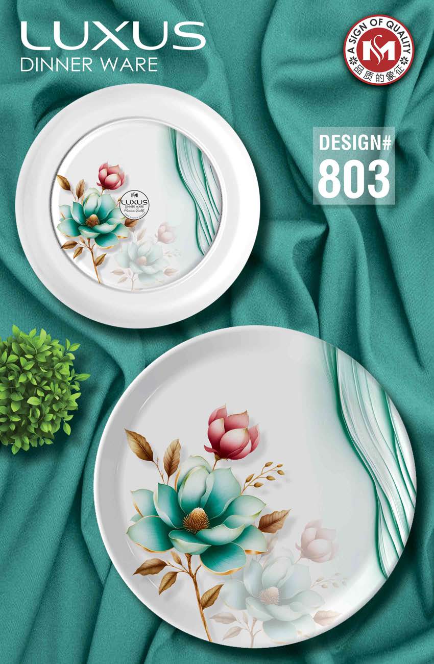 Luxus Dinnerware 77 Pcs Melamine Dinner Set – Premium Double Glazed with Colour Glass Lid