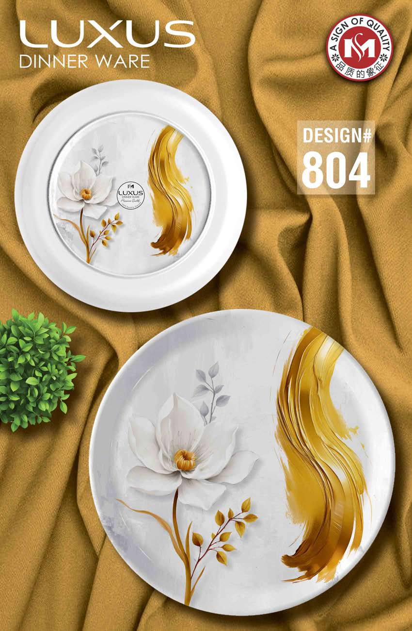 Luxus Dinnerware 77 Pcs Melamine Dinner Set – Premium Double Glazed with Colour Glass Lid