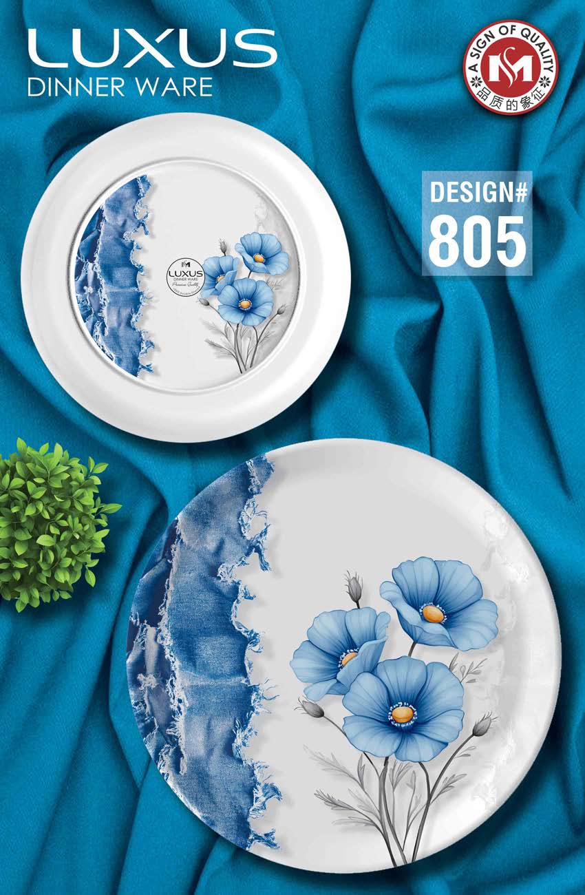 Luxus Dinnerware 77 Pcs Melamine Dinner Set – Premium Double Glazed with Colour Glass Lid