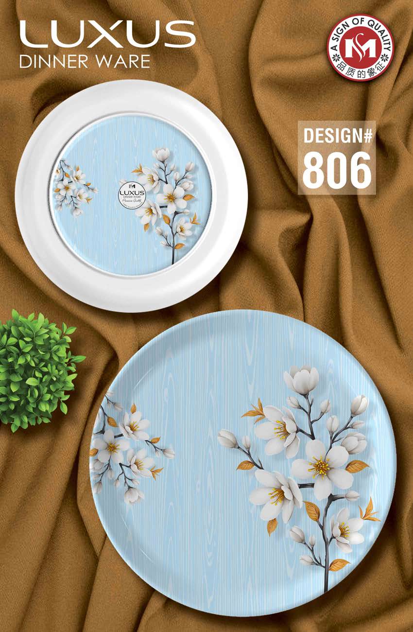 Luxus Dinnerware 77 Pcs Melamine Dinner Set – Premium Double Glazed with Colour Glass Lid