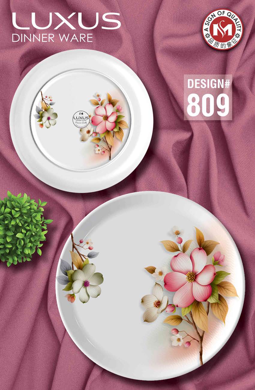 Luxus Dinnerware 77 Pcs Melamine Dinner Set – Premium Double Glazed with Colour Glass Lid