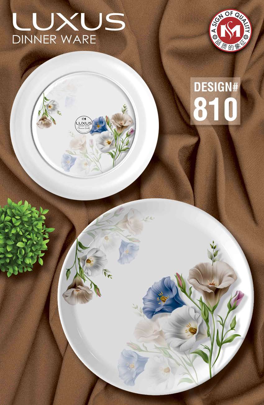 Luxus Dinnerware 77 Pcs Melamine Dinner Set – Premium Double Glazed with Colour Glass Lid