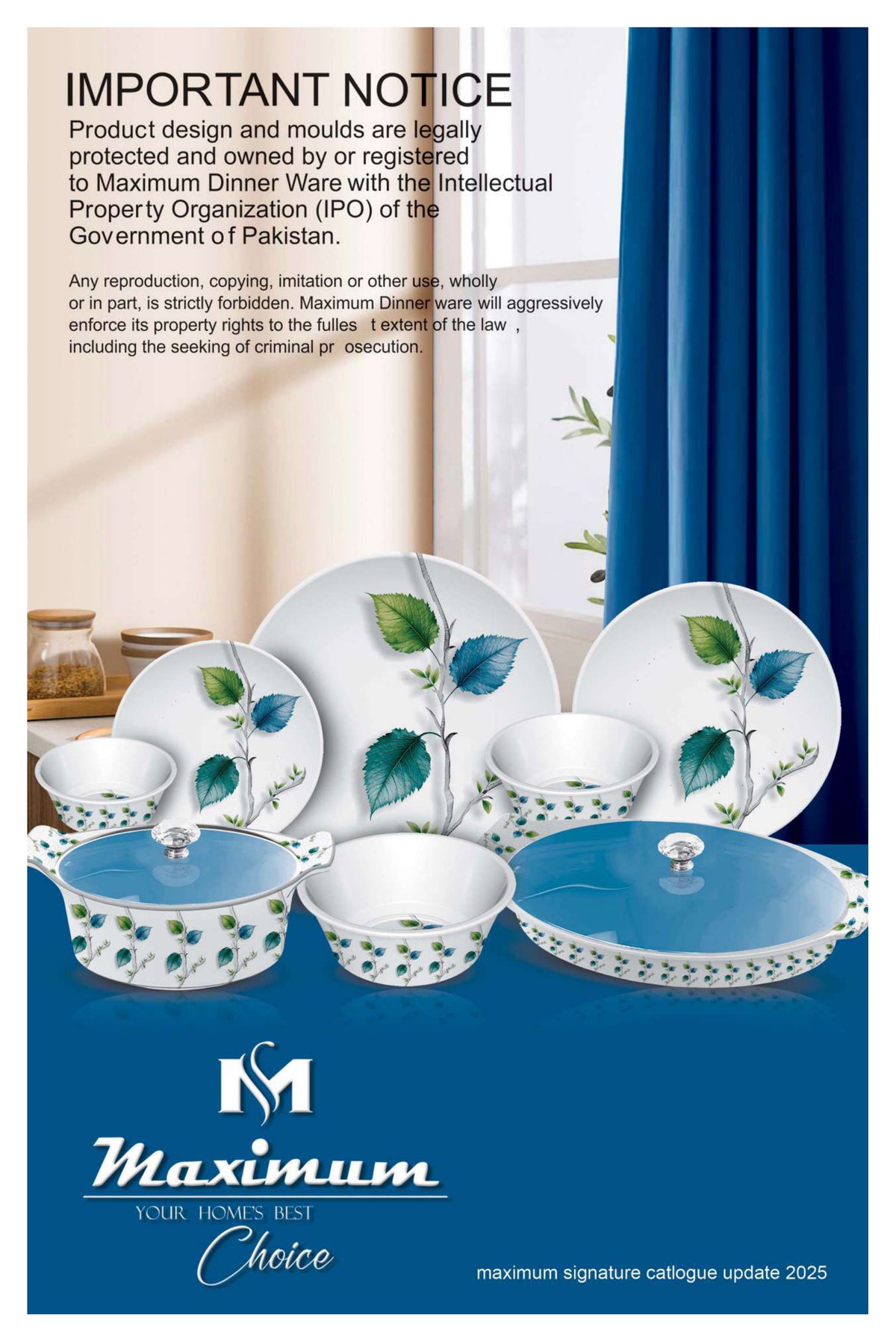 Signature Dinner Ware Set — 88 PCS Melamine Dinnerware with Crystal Coated Serveware | Maximum