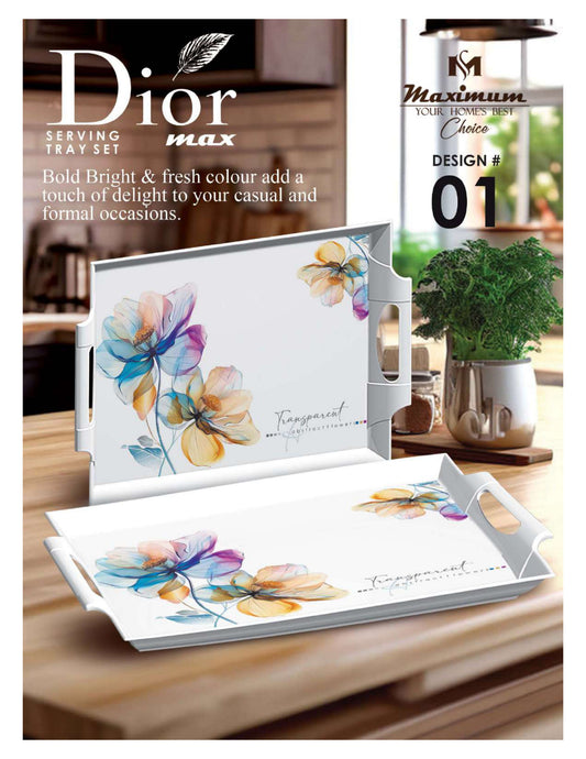 Dior Max Serving Tray Set — Set of 4 Stackable Break-Resistant Trays by Maximum