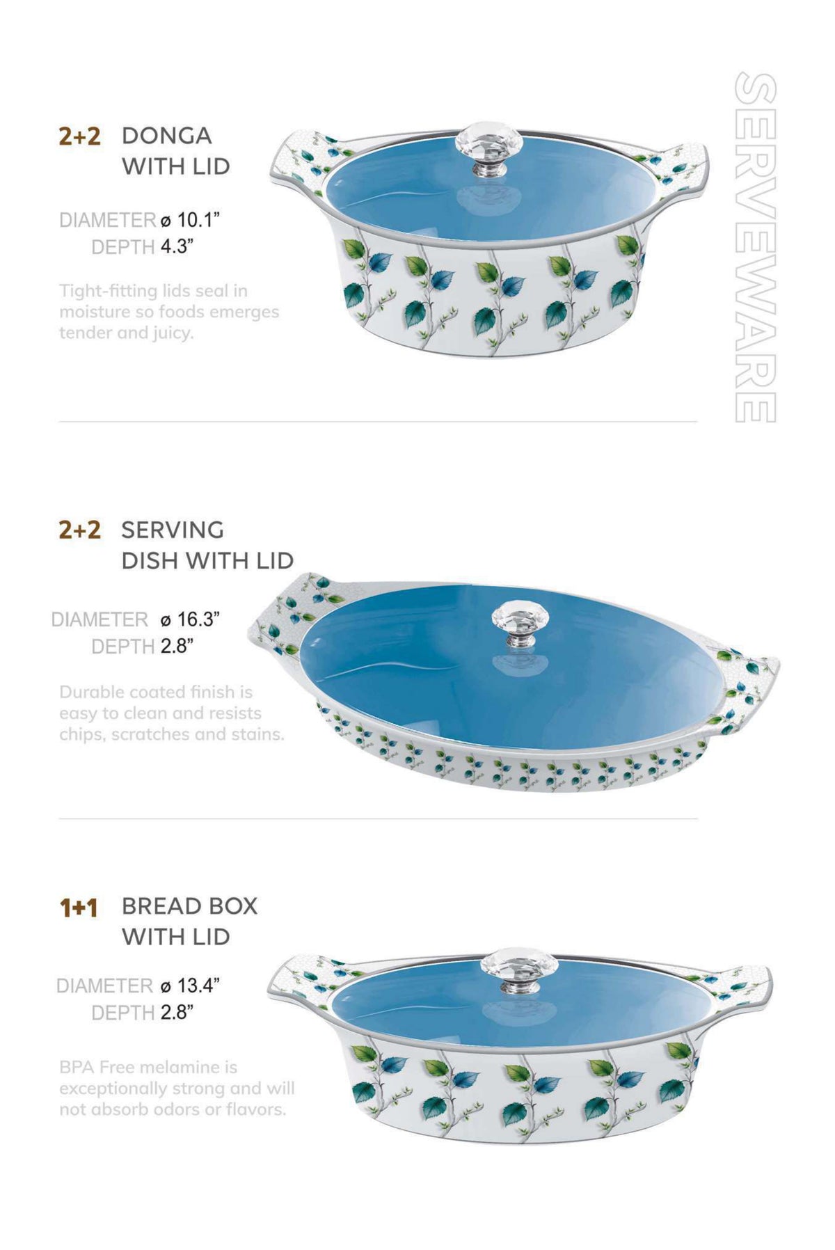 Signature Dinner Ware Set — 88 PCS Melamine Dinnerware with Crystal Coated Serveware | Maximum