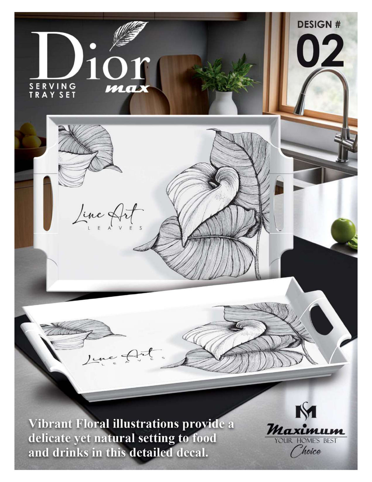 Dior Max Serving Tray Set — Set of 4 Stackable Break-Resistant Trays by Maximum