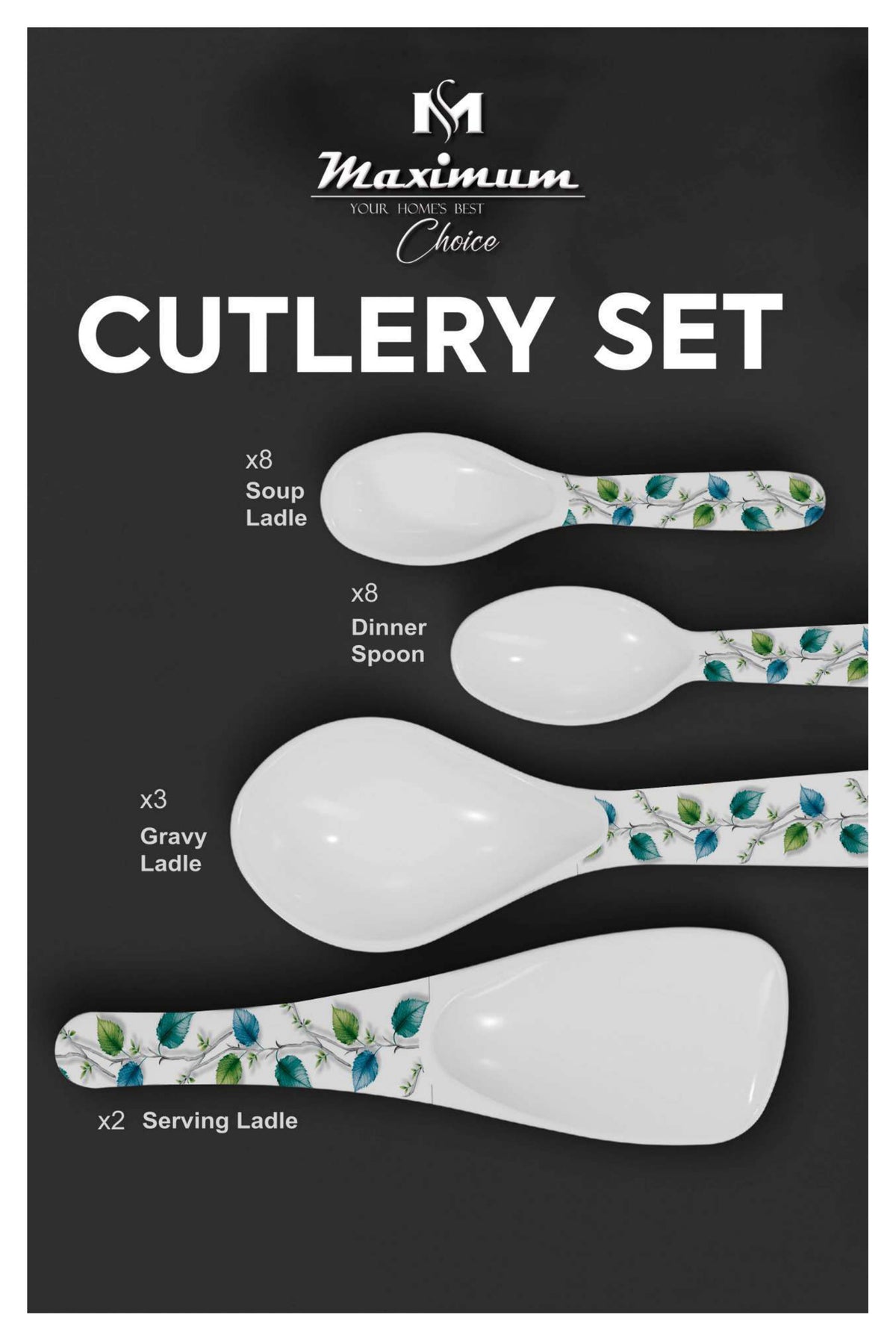 Signature Dinner Ware Set — 88 PCS Melamine Dinnerware with Crystal Coated Serveware | Maximum