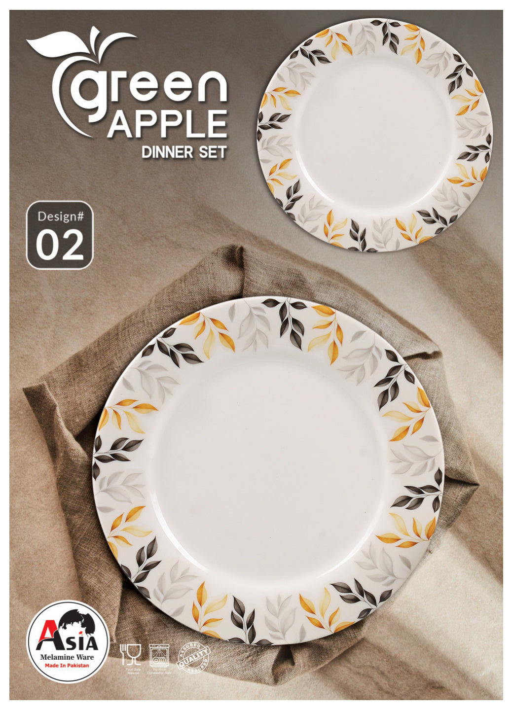 Green Apple 72-Piece Melamine Dinner Set – Double Glazed Unbreakable Dinnerware