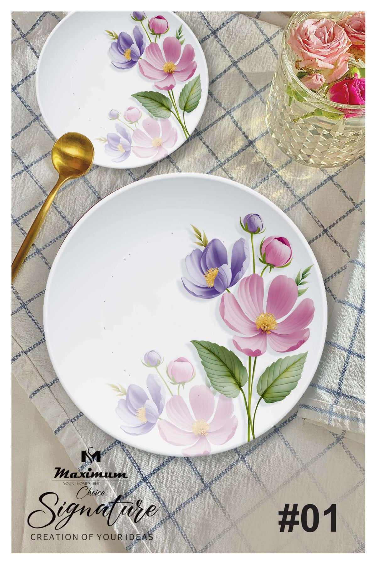 Signature Dinner Ware Set — 88 PCS Melamine Dinnerware with Crystal Coated Serveware | Maximum