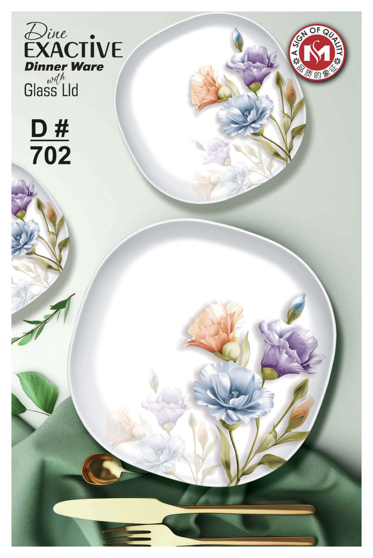 Dine Exactive 77-Pcs Melamine Dinner Set with Glass Lid – Autumn Leaf Design