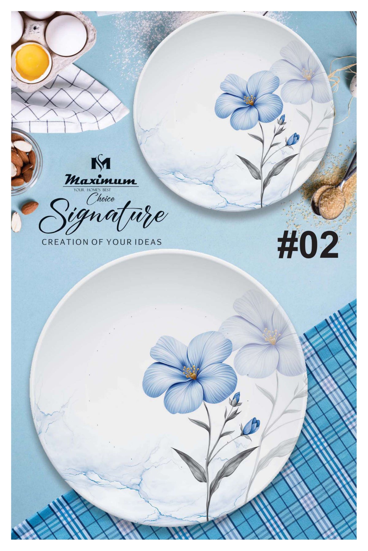 Signature Dinner Ware Set — 88 PCS Melamine Dinnerware with Crystal Coated Serveware | Maximum