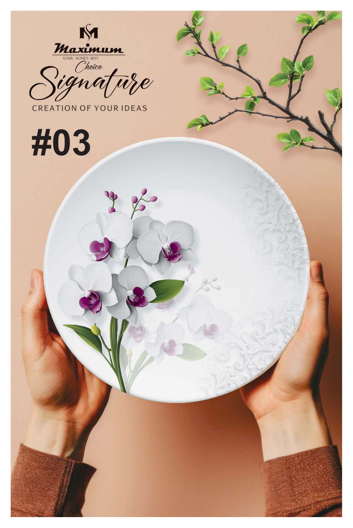 Signature Dinner Ware Set — 88 PCS Melamine Dinnerware with Crystal Coated Serveware | Maximum