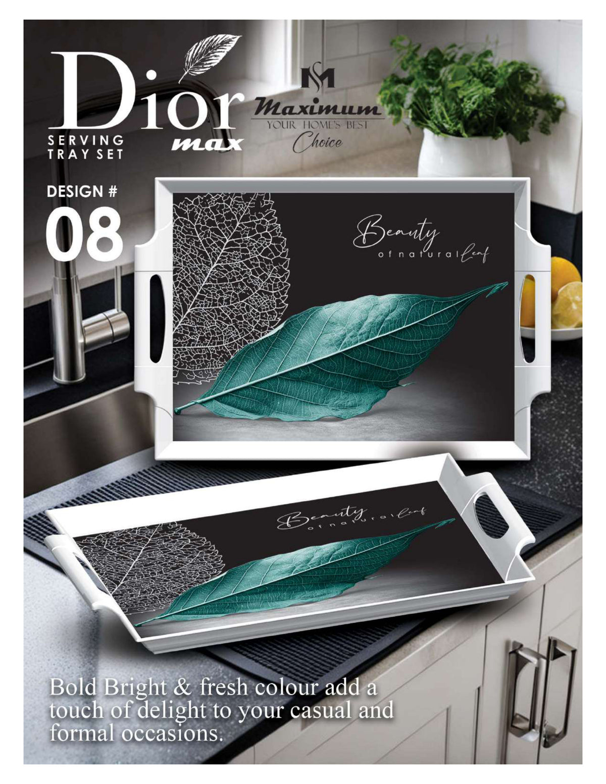 Dior Max Serving Tray Set — Set of 4 Stackable Break-Resistant Trays by Maximum