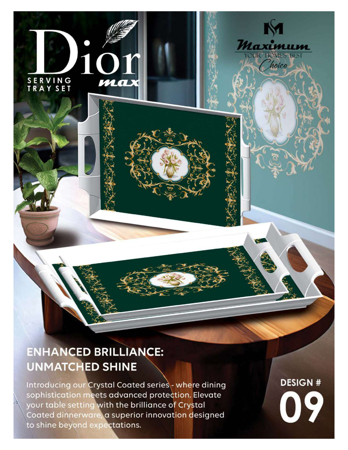 Dior Max Serving Tray Set — Set of 4 Stackable Break-Resistant Trays by Maximum