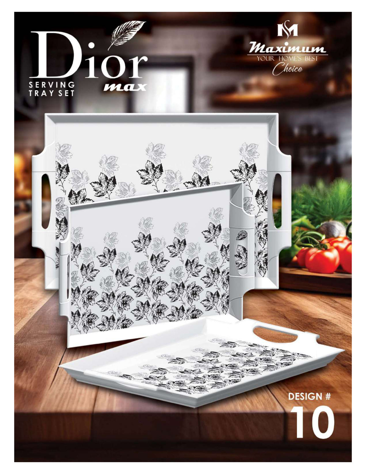 Dior Max Serving Tray Set — Set of 4 Stackable Break-Resistant Trays by Maximum