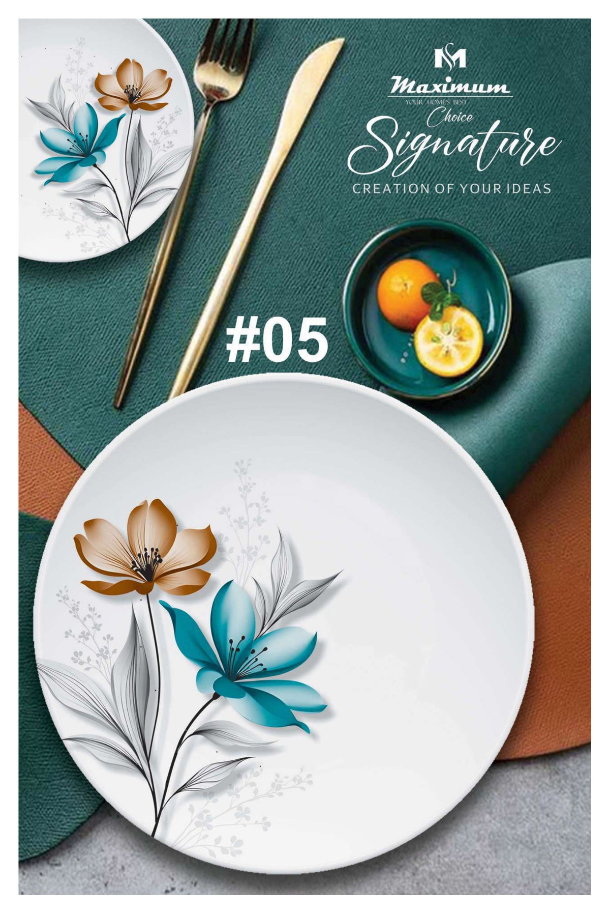 Signature Dinner Ware Set — 88 PCS Melamine Dinnerware with Crystal Coated Serveware | Maximum