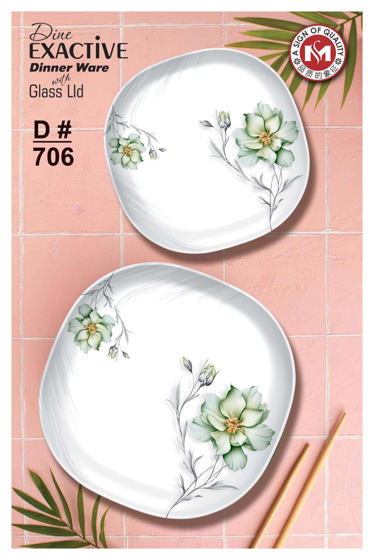 Dine Exactive 77-Pcs Melamine Dinner Set with Glass Lid – Autumn Leaf Design
