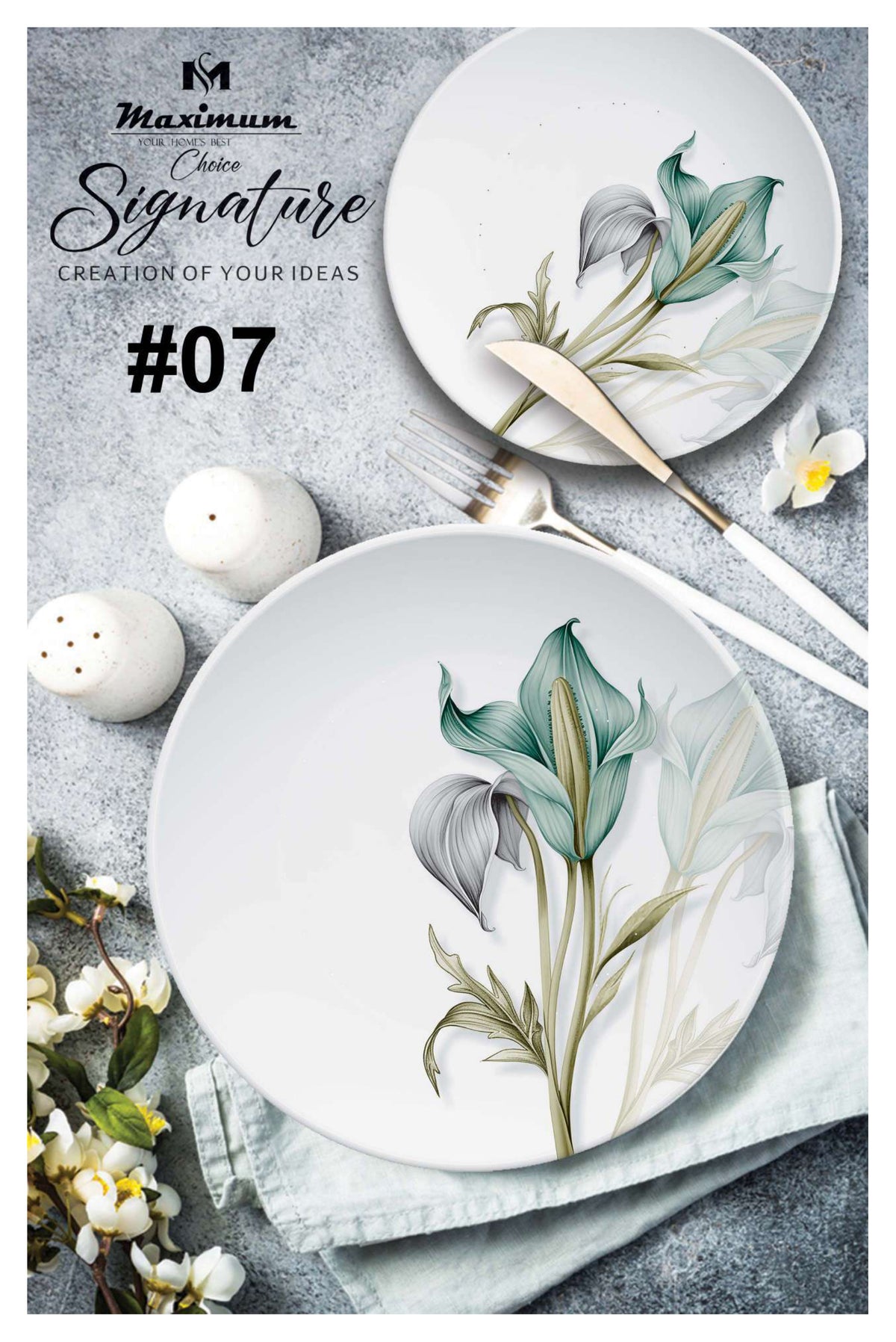 Signature Dinner Ware Set — 88 PCS Melamine Dinnerware with Crystal Coated Serveware | Maximum