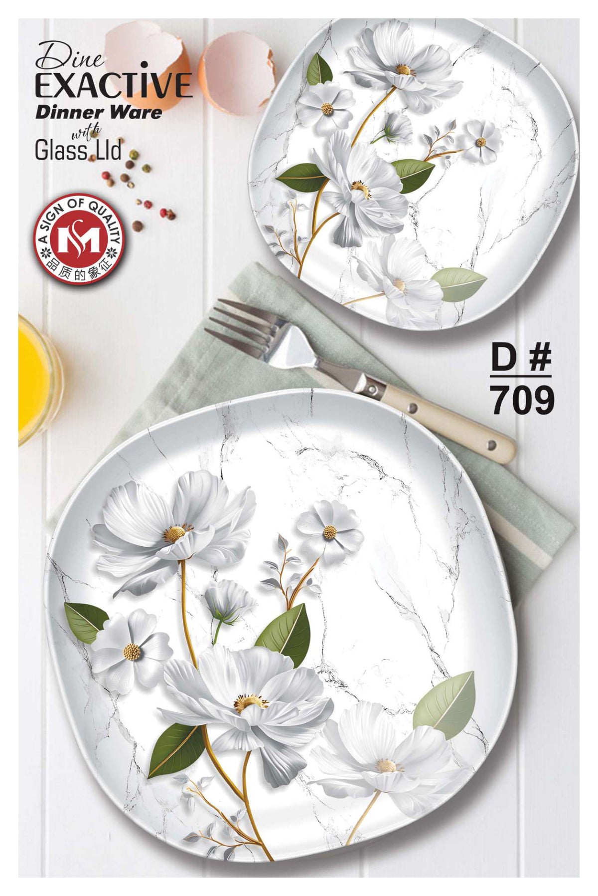 Dine Exactive 77-Pcs Melamine Dinner Set with Glass Lid – Autumn Leaf Design