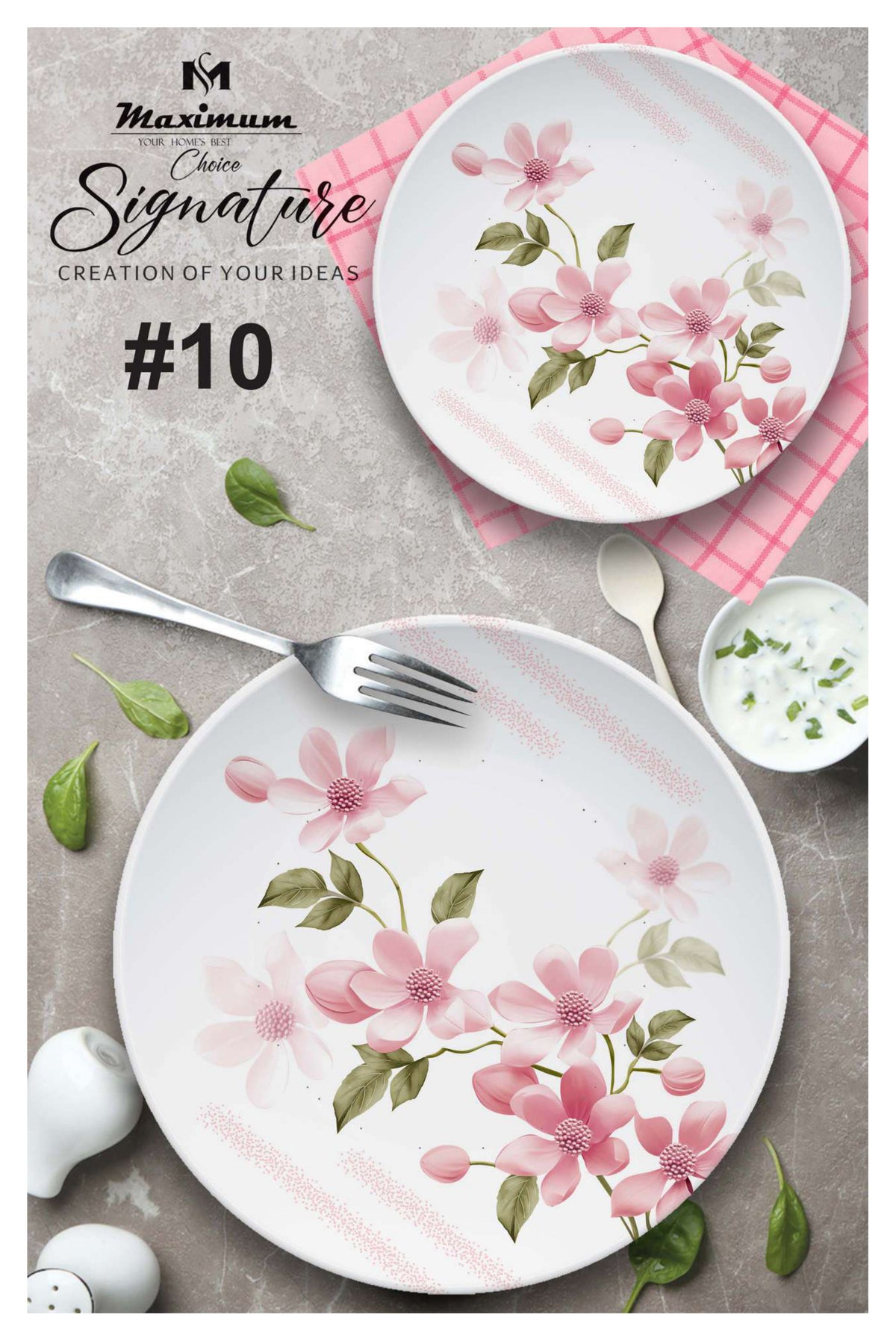 Signature Dinner Ware Set — 88 PCS Melamine Dinnerware with Crystal Coated Serveware | Maximum