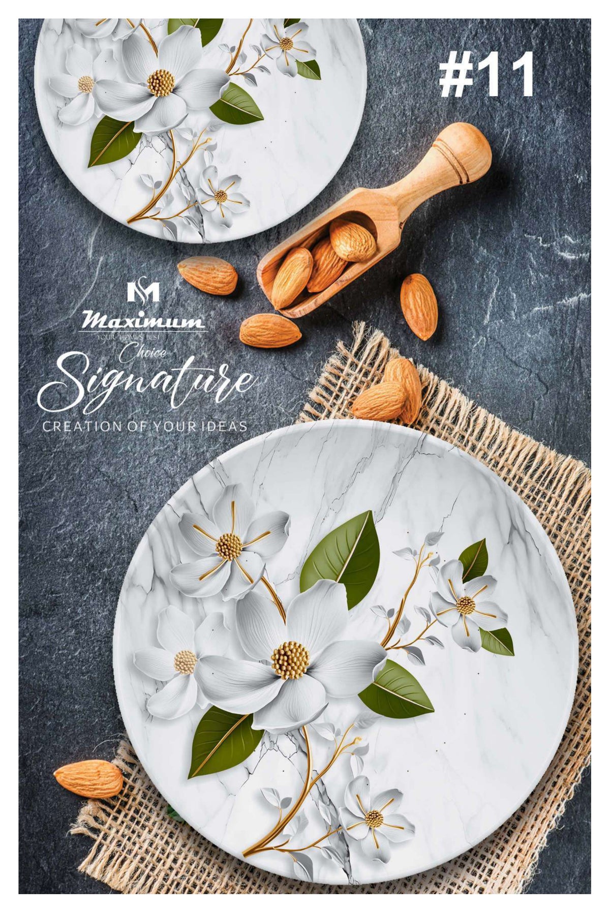 Signature Dinner Ware Set — 88 PCS Melamine Dinnerware with Crystal Coated Serveware | Maximum