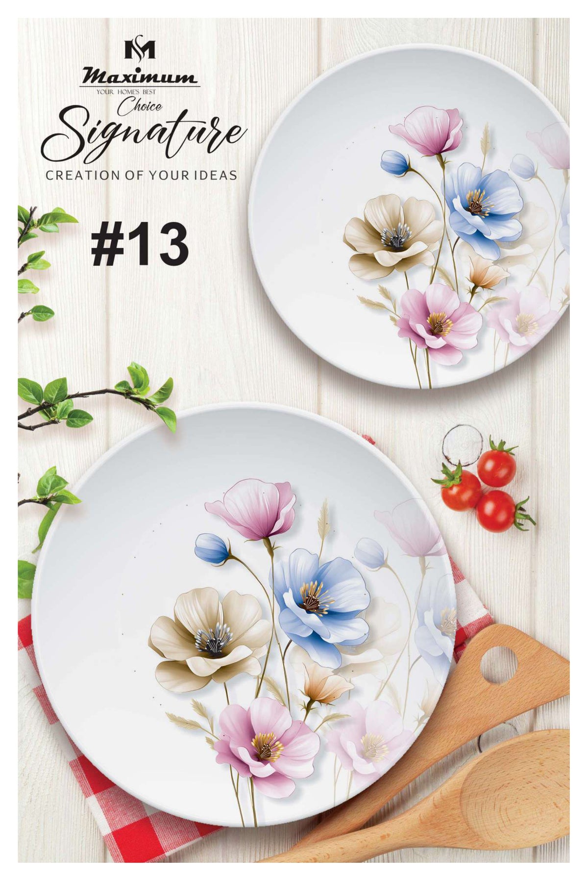 Signature Dinner Ware Set — 88 PCS Melamine Dinnerware with Crystal Coated Serveware | Maximum