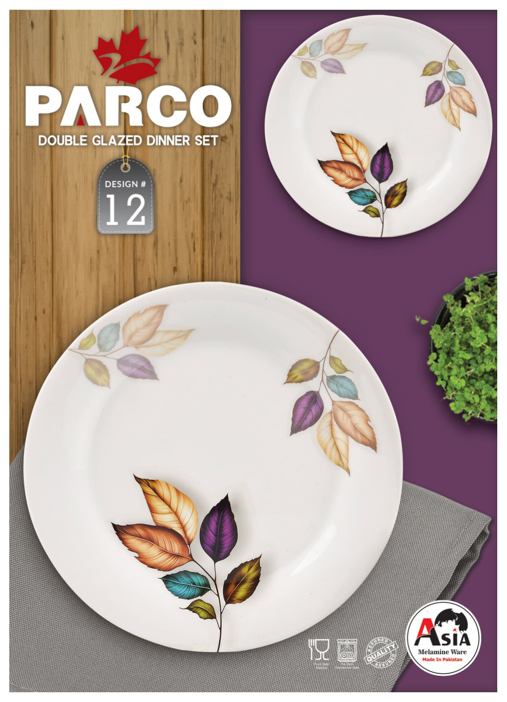 Parco 72-Piece Melamine Dinner Set – Double Glazed Unbreakable Dinnerware