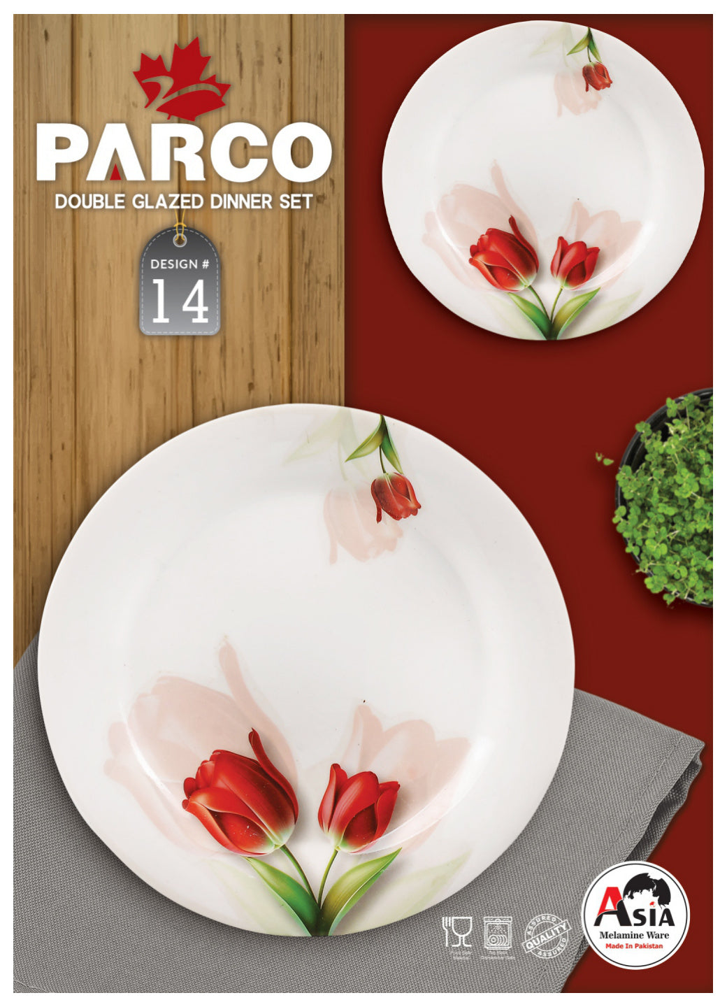 Parco 72-Piece Melamine Dinner Set – Double Glazed Unbreakable Dinnerware