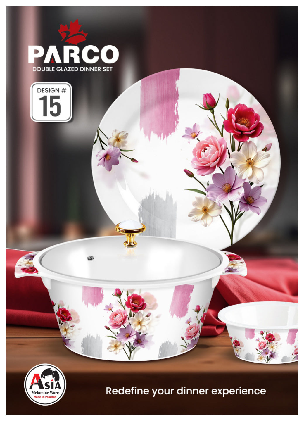 Parco 72-Piece Melamine Dinner Set – Double Glazed Unbreakable Dinnerware