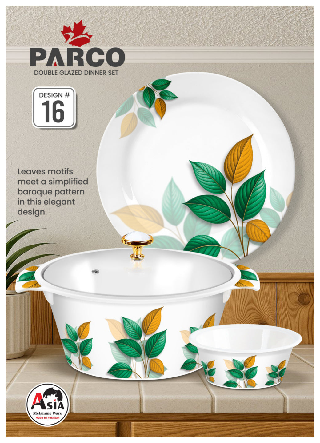 Parco 72-Piece Melamine Dinner Set – Double Glazed Unbreakable Dinnerware