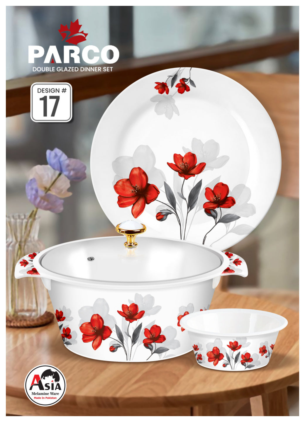 Parco 72-Piece Melamine Dinner Set – Double Glazed Unbreakable Dinnerware